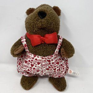 Sugar Loaf Beaver Groundhog Wearing Love Overalls with‎ Big Red Bow Vintage 12"